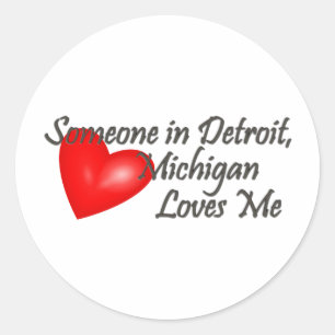 Jemand in Detroit Lieben Runder Aufkleber