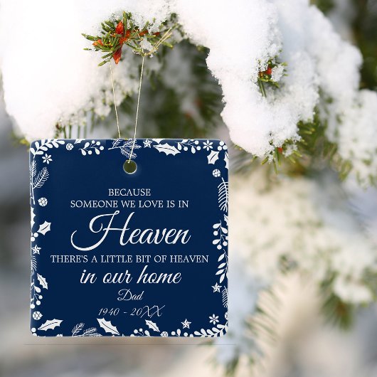 Jemand in Heaven Winter Greenery Foto Navy Blue Keramikornament