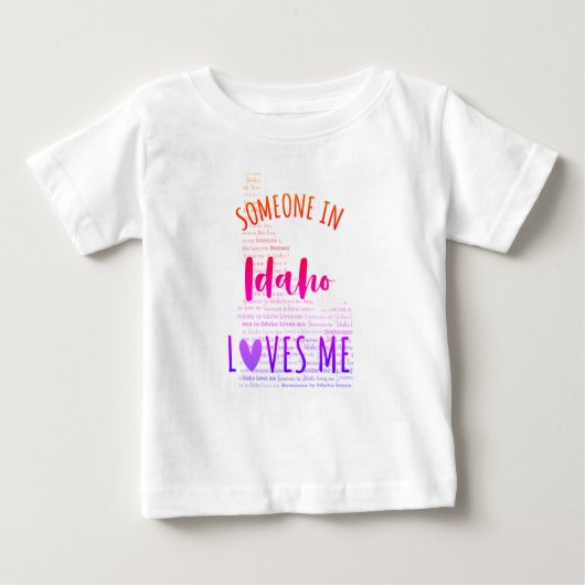 Jemand in Idaho Lieben Me Map Baby T Shirt (Vorderseite)