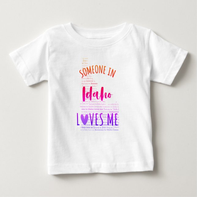 Jemand in Idaho Lieben Me Map Baby T Shirt (Vorderseite)