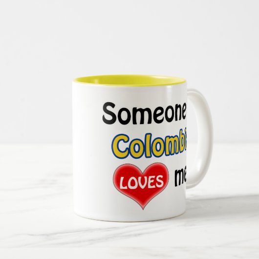 Jemand in Kolumbien Lieben mir Zweifarbige Tasse (VorderseiteRechts)