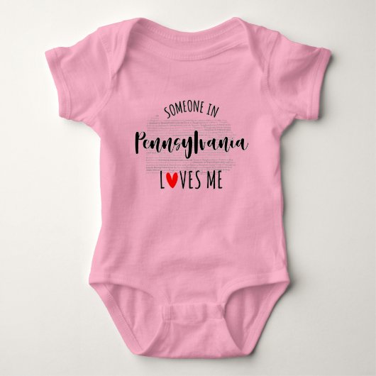 Jemand in Pennsylvania Lieben Me Map Baby Bodysuit Baby Strampler (Vorderseite)