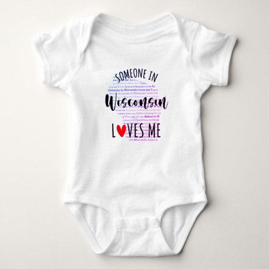 Jemand in Wisconsin Lieben Me Map Baby Bodysuit Baby Strampler (Vorderseite)
