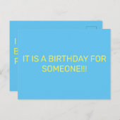 JEMAND IST GEBURTSTAG EINLADUNGSPOSTKARTE (Vorne/Hinten)