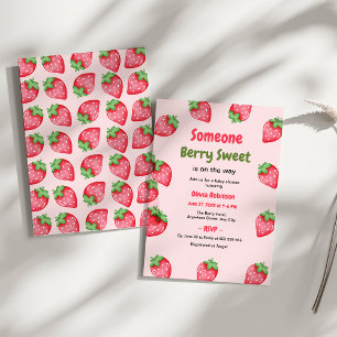 Jemand ist süß wie eine Beere Rosa Erdbeeren Baby Einladung