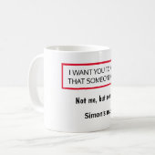 Jemand kümmert sich, nicht mich, lustig, Spaß pers Kaffeetasse (Vorderseite Links)