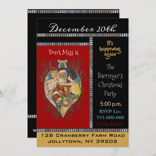 Jemand küsst Weihnachts-Party Einladung (Vorne/Hinten)