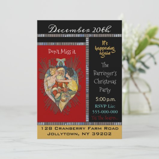 Jemand küsst Weihnachts-Party Einladung (Stehend Vorderseite)