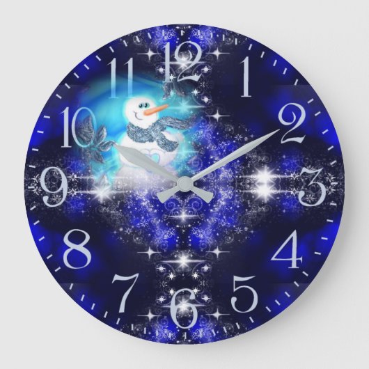 Jemand Lieben Sie emotionale Snowman Sparkle Große Wanduhr (Vorderseite)
