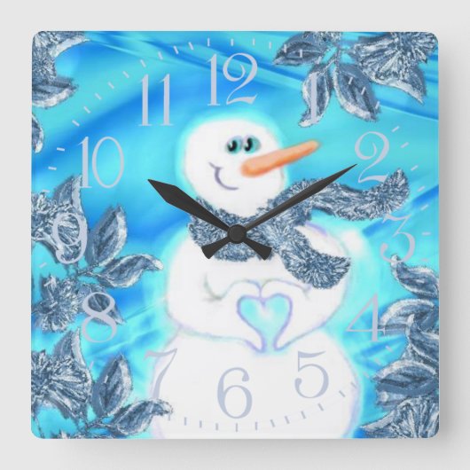 Jemand Lieben Sie emotionale Snowman-Wand-Uhr Quadratische Wanduhr (Vorderseite)