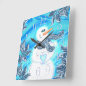 Jemand Lieben Sie emotionale Snowman-Wand-Uhr Quadratische Wanduhr (Winkel)
