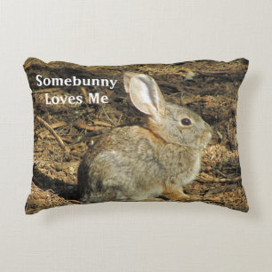 Jemand liebt mich Süßer Brauner Hase Foto Natur Dekokissen