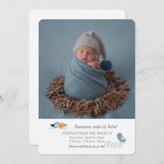 Jemand Neu ist hier Foto Geburtserklärung Ankündig Ankündigung (Vorne/Hinten)