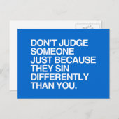 JEMAND NICHT JEMANDEN JEMANDEN, WEIL SIE ANDERS SE POSTKARTE (Vorne/Hinten)