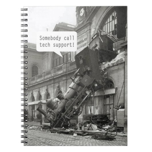 Jemand ruft den technischen Support-Zug Wreck an Notizblock (Vorderseite)