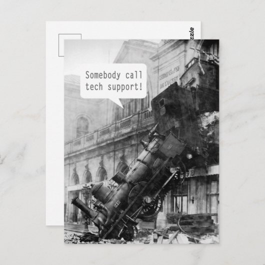Jemand ruft den technischen Support-Zug Wreck an Postkarte (Vorne/Hinten)