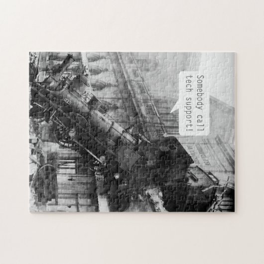 Jemand ruft den technischen Support-Zug Wreck an Puzzle (Horizontal)