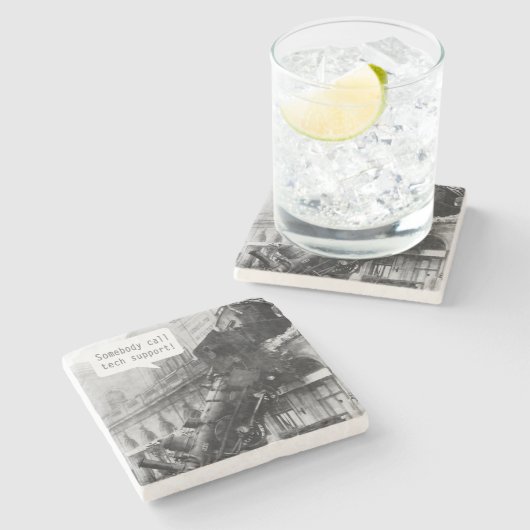 Jemand ruft den technischen Support-Zug Wreck an Steinuntersetzer (Seitenansicht)