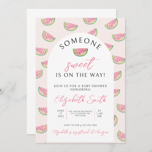 Jemand Sweet ist unterwegs, Baby-Dusche, Einladung (Vorne/Hinten)