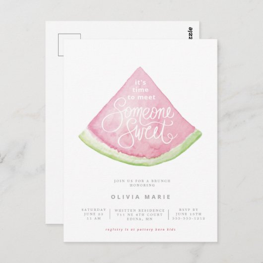 Jemand Sweet Wasserfarbe Wassermelone Dusche Einla Postkarte (Vorne/Hinten)