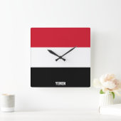 Jemen Flag Dazzzing Patriotic Quadratische Wanduhr (Zuhause)