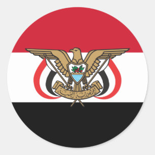Jemen-Flagge und -Emblem, Flagge Runder Aufkleber