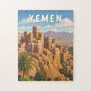 Jemen Illustration Reise Kunst Vintage Puzzle