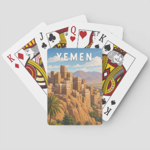 Jemen Illustration Reise Kunst Vintage Spielkarten