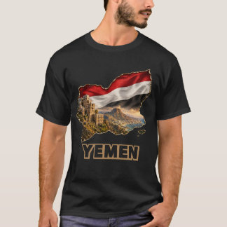 Jemen Karte & Flagge Historische Architektur Art T T-Shirt