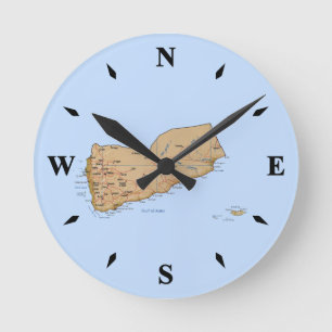 Jemen Map Clock Runde Wanduhr