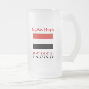 Jemen und jemenitische Flagge Rot Personalisierung Mattglas Bierglas