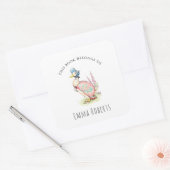 Jemima Duck 'This Book Belongs'Kids Buchzeichen Quadratischer Aufkleber (Umschlag)