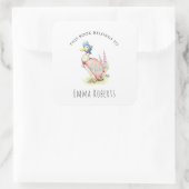 Jemima Duck 'This Book Belongs'Kids Buchzeichen Quadratischer Aufkleber (Tasche)