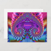 JEMIMA ~ Glossy Postcard 3D Pink Blue Lila Zany Postkarte (Vorne/Hinten)