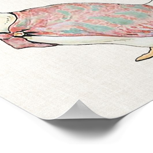 Jemima Puddle Duck Beige Linen Hintergrund Poster (Ecke)