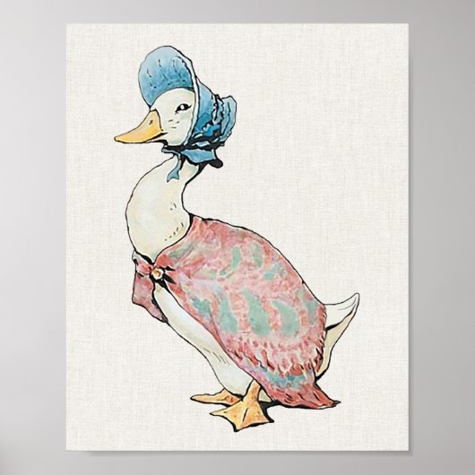 Jemima Puddle Duck Beige Linen Hintergrund Poster (Vorne)