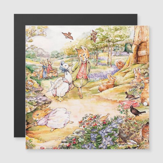 Jemima Puddle Duck geht mit Herrn Fox spazieren Magneteinladung (Vorne/Hinten)