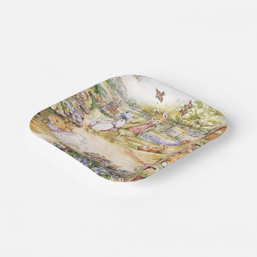 Jemima Puddle Duck geht mit Herrn Fox spazieren Pappteller (Gewinkelt)