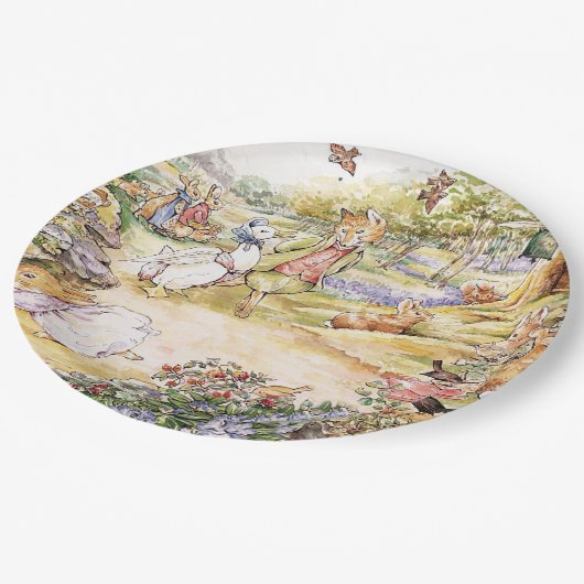 Jemima Puddle Duck geht mit Herrn Fox spazieren Pappteller (Schrägansicht)