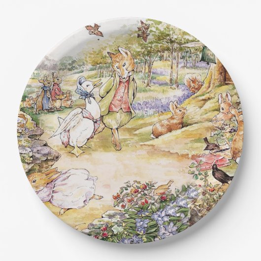 Jemima Puddle Duck geht mit Herrn Fox spazieren Pappteller (Vorderseite)