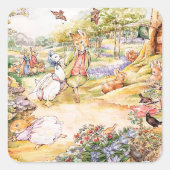 Jemima Puddle Duck geht mit Herrn Fox spazieren Quadratischer Aufkleber (Vorderseite)