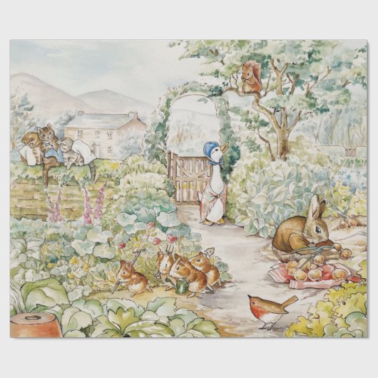 Jemima Puddle Duck im Garten von Herrn Mc Gregor Geschenkpapier (Flach)