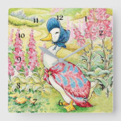"Jemima Puddle Duck" Quadratische Wanduhr (Vorderseite)