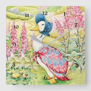 "Jemima Puddle Duck" Quadratische Wanduhr