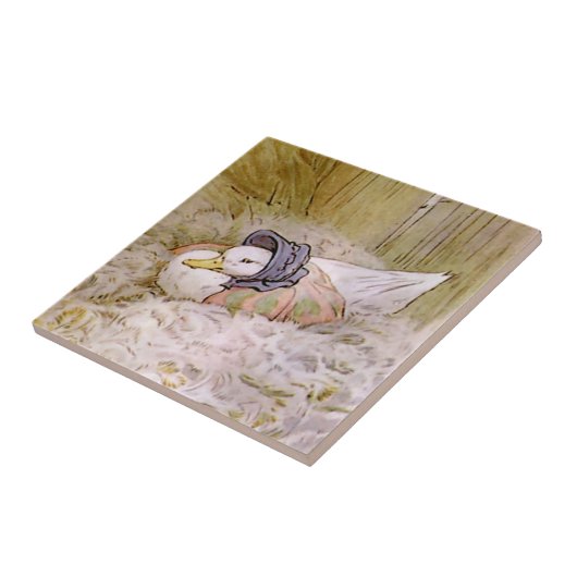 Jemima Puddle-Duck von Beatrix Po hackt ihre Eier Fliese (Seite)