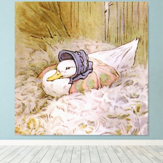Jemima Puddle-Duck von Beatrix Po hackt ihre Eier Leinwanddruck (Insitu (Holzboden))