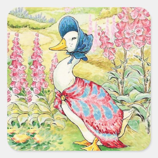 "Jemima Puddle Duck" von Beatrix Potter Quadratischer Aufkleber (Vorderseite)