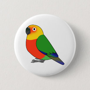 Jenday Conure Papagei Cartoon zeichnend Button