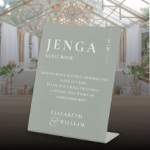 Jenga Guest Book Sage Green Minimalistisch Modern