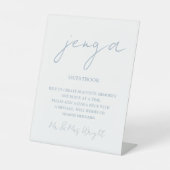 Jenga Guestbook Dusty Blue Minimalistisch Script Sockelschild (Vorderseite)